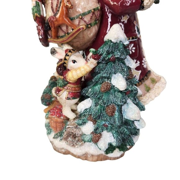 Fitz and Floyd Santa Claus Musical Figurine Christmas Lodge Woodland Animal READ - Picture 9 of 12
